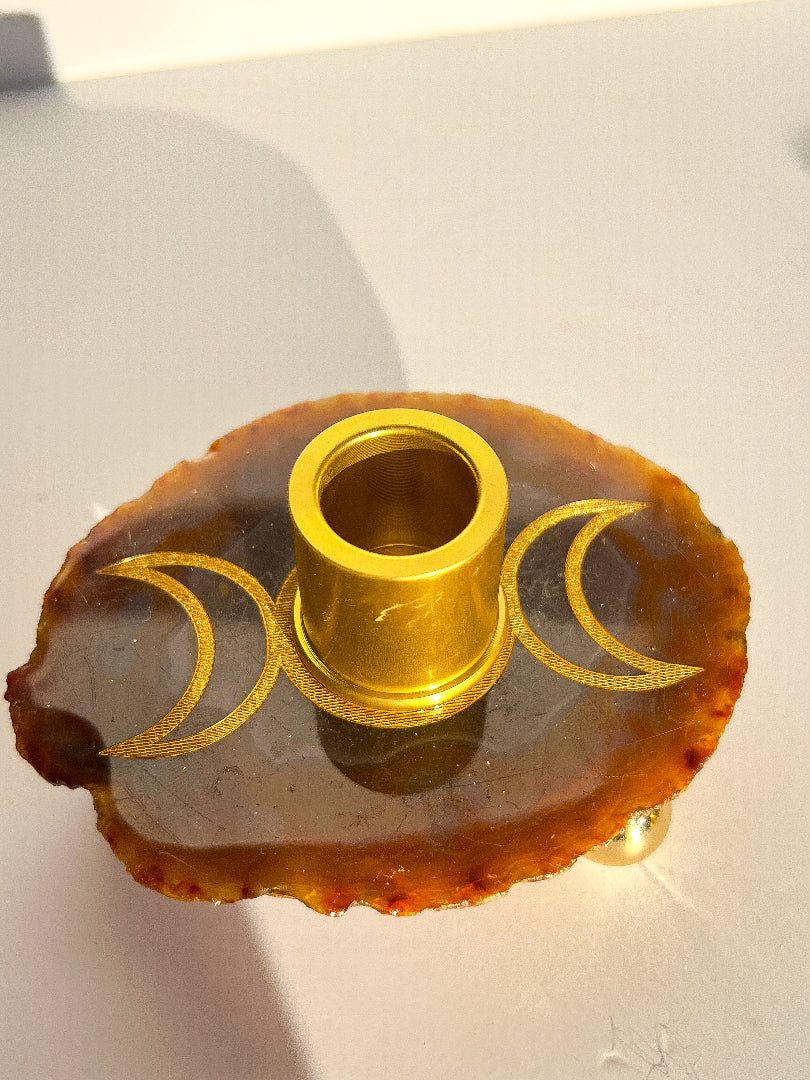 Agate candle Holder on white background