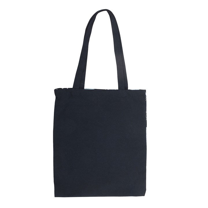 Navy blue bag with a white background.