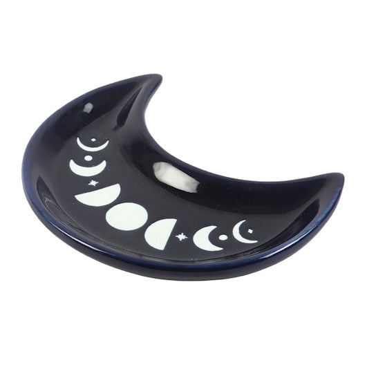 Blue Moon Phase Moon Trinket Dish with white background.