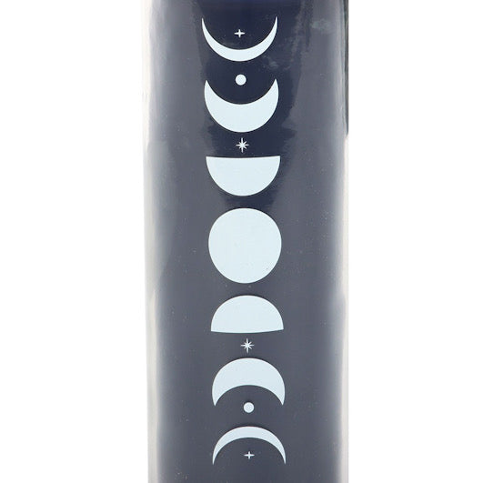 blue candle in a clear tube with the moon phase.