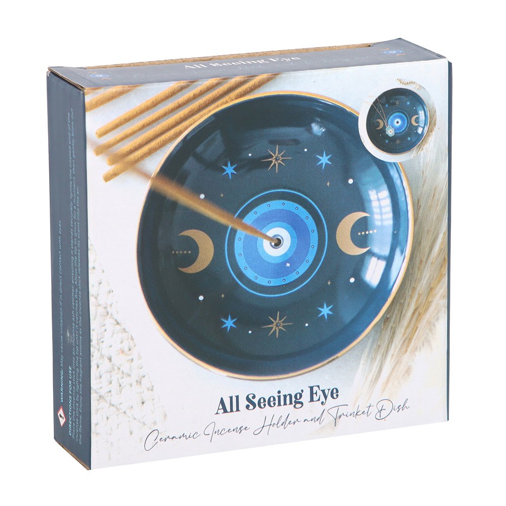Celestial Protective Eye Incense Stick Holder box with white background.