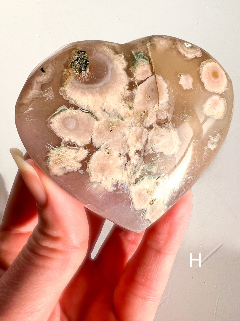 Flower Agate Heart with white background