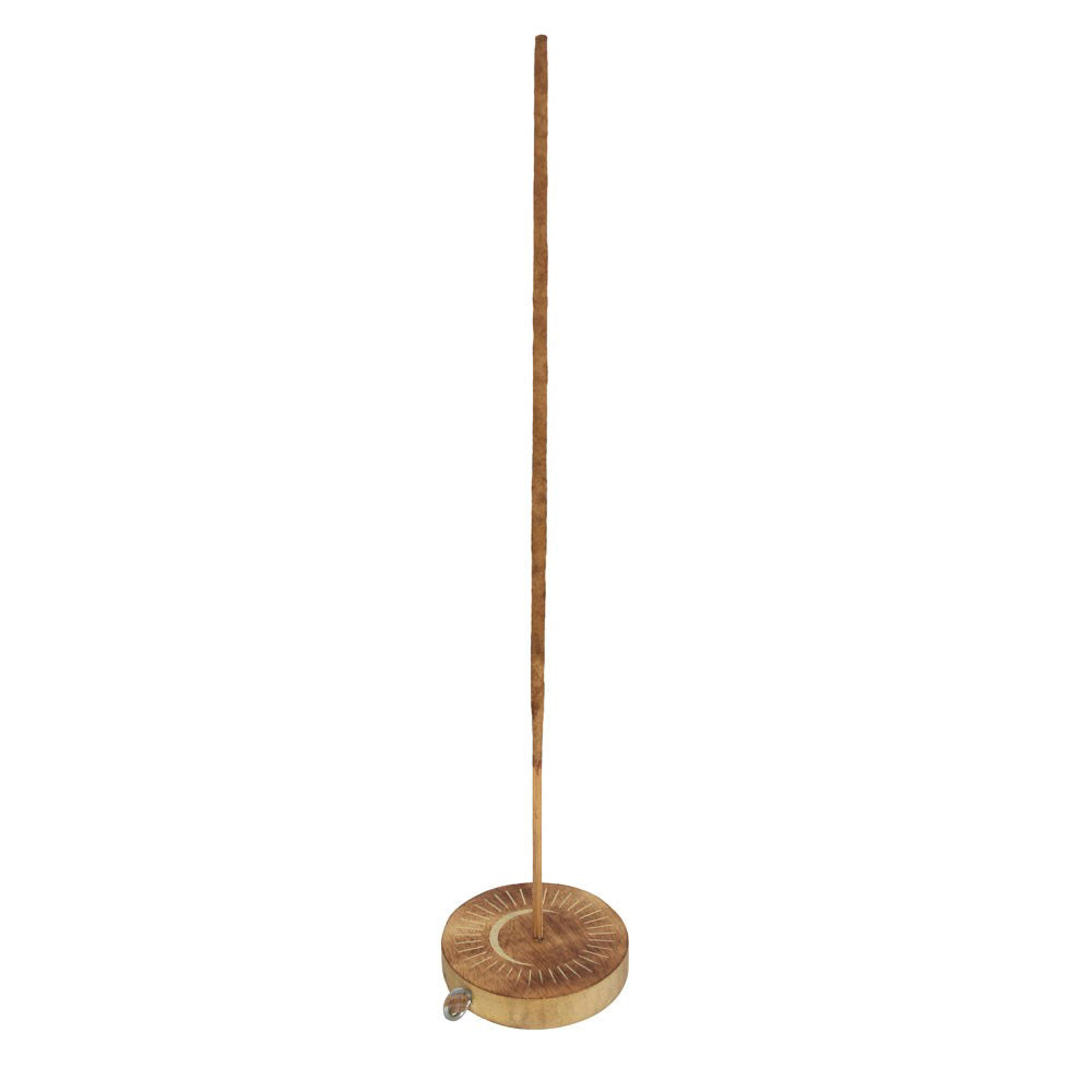 Wooden stand with a circular base on a white background