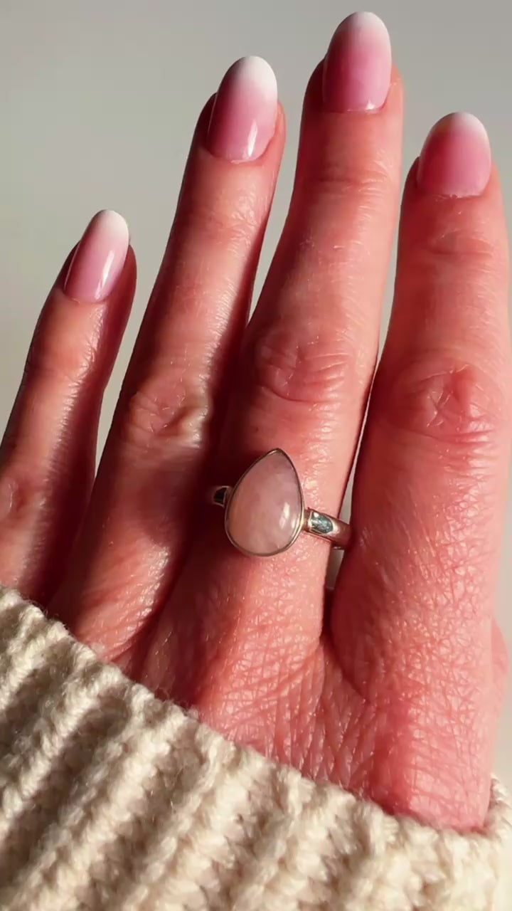 Sterling Silver Pink Petalite Teardrop Ring B (Size O)