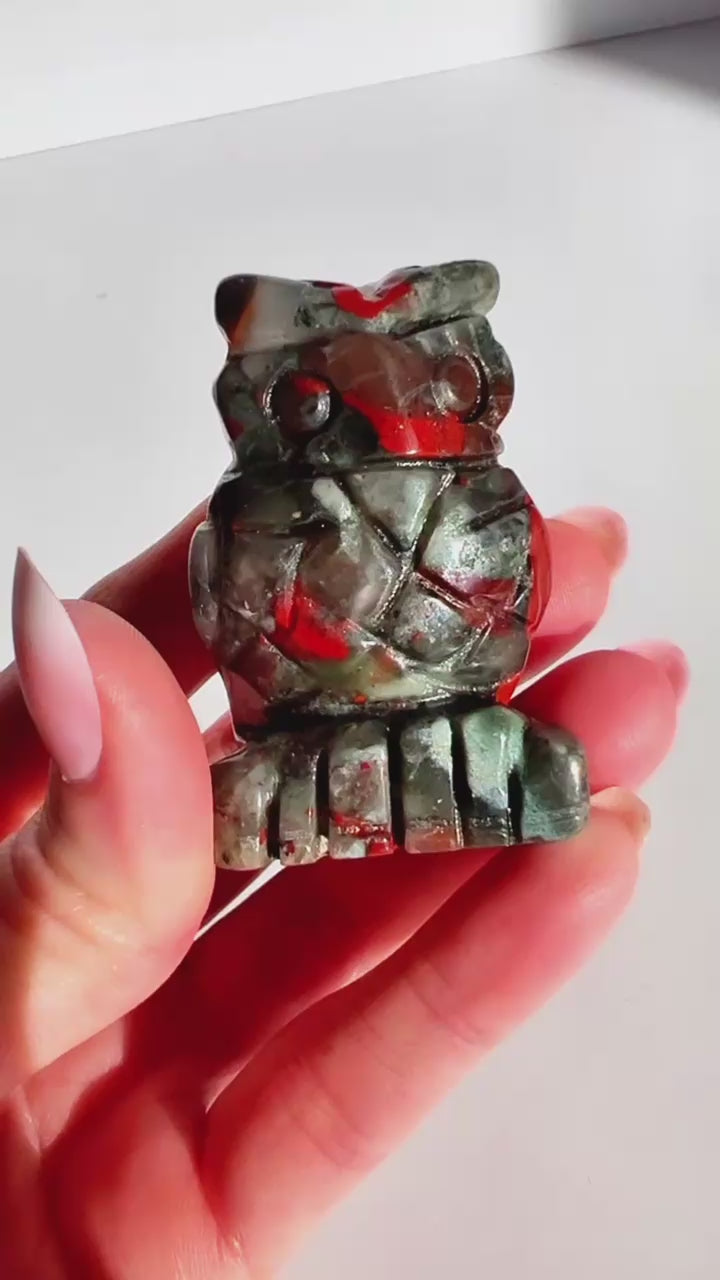 Bloodstone Owl Carving