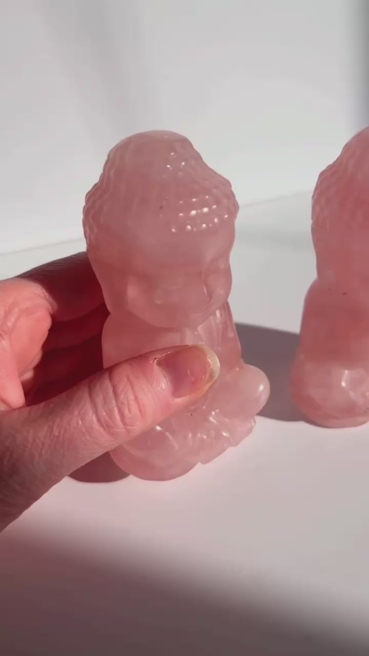 Rose Quartz Buddha Carving - D
